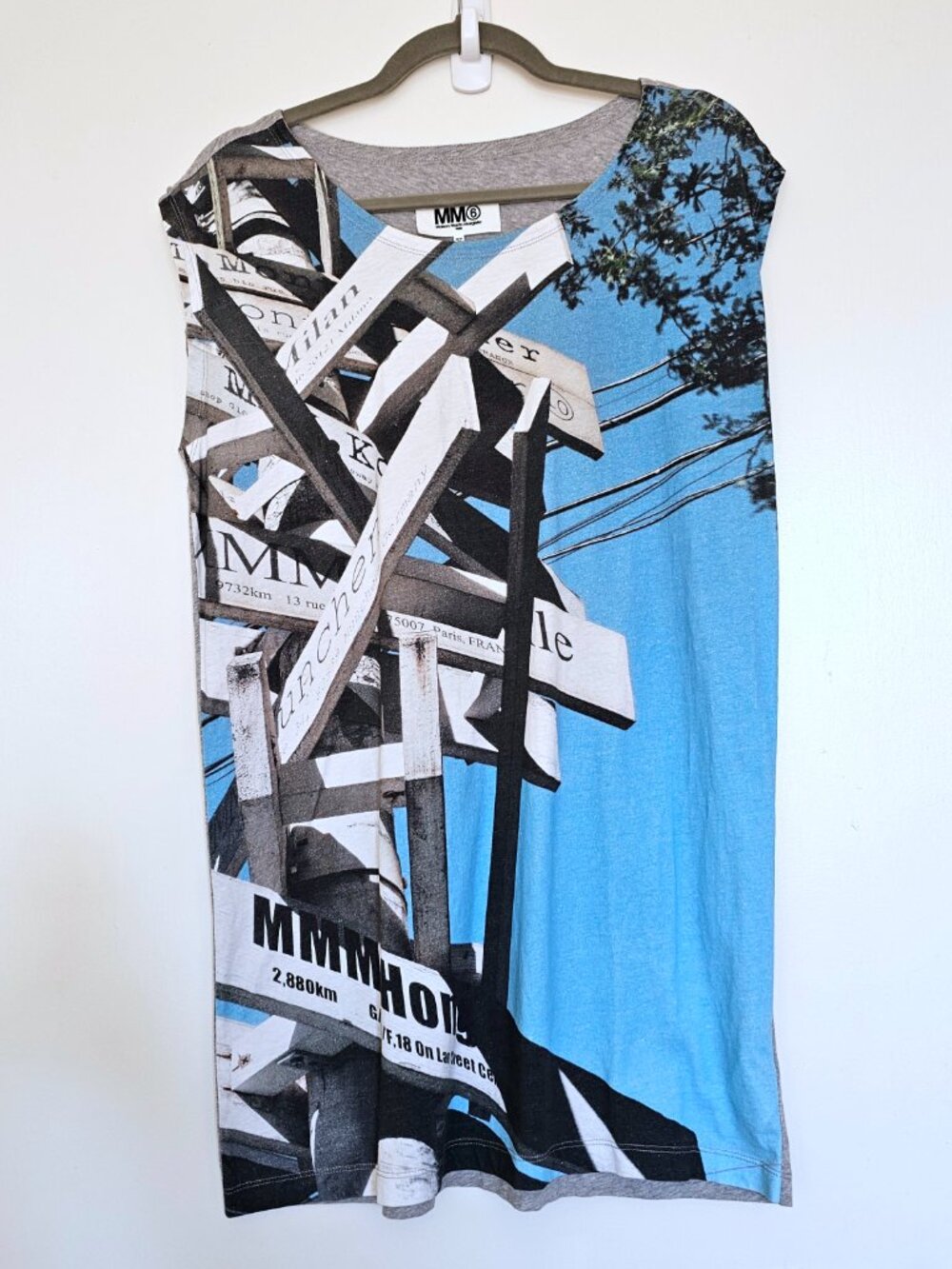 MM6 Maison Margiela Graphic Signpost Street Signs Print Cotton Tunic Top Tee M